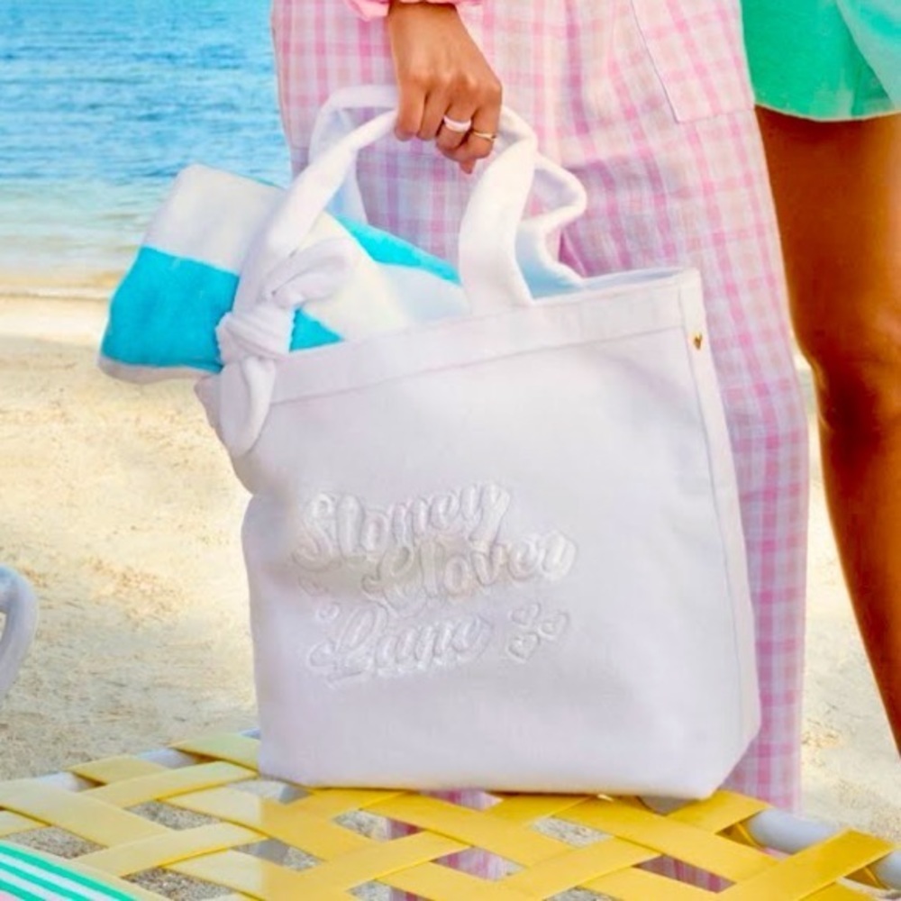Stoney Clover Lane x Target White Embossed Beach Tote Bag